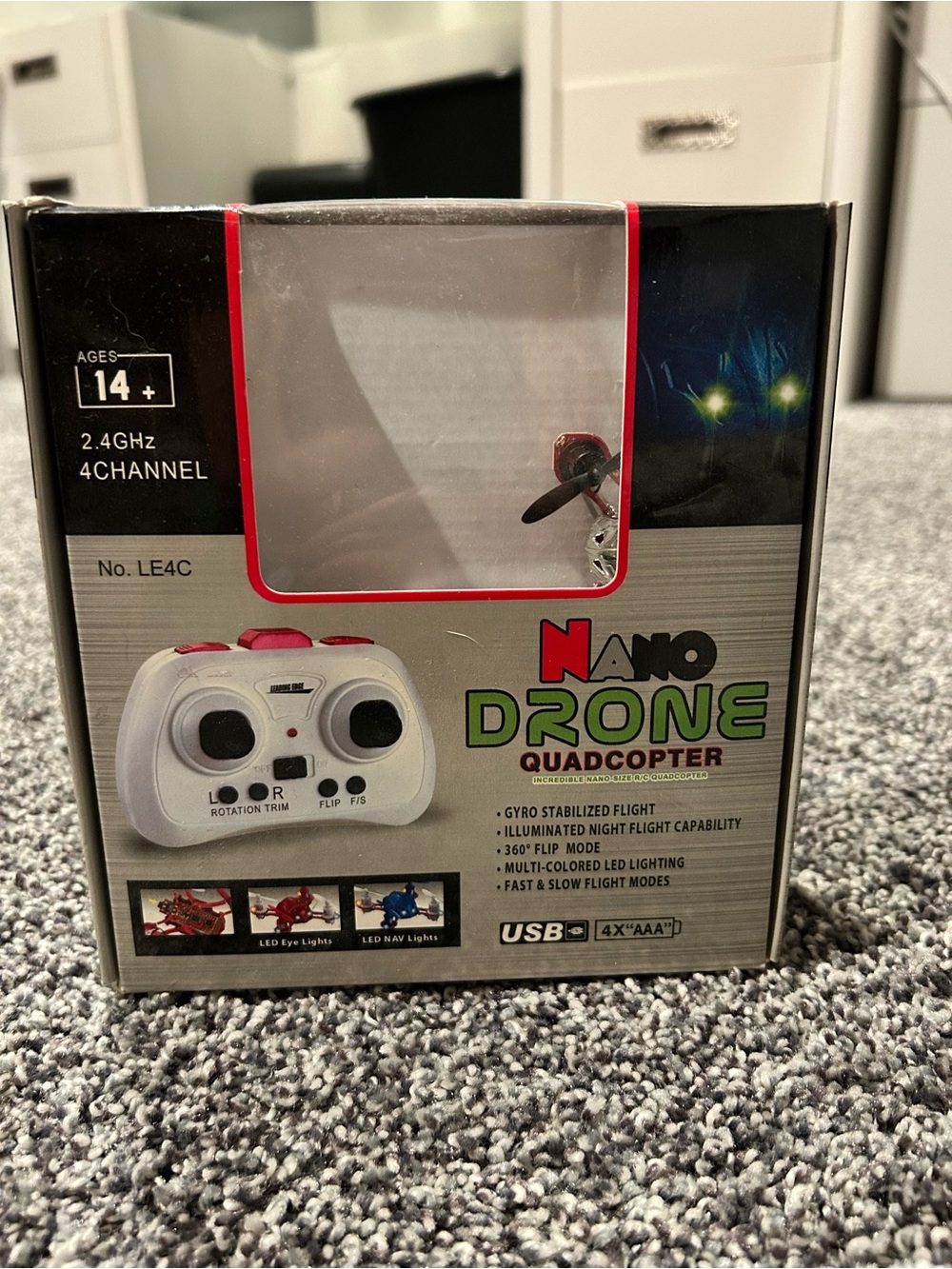 Leading Edge Nano Drone LE4C Mini RC Quadcopter 2.4GHz LED Lights 360 Flip